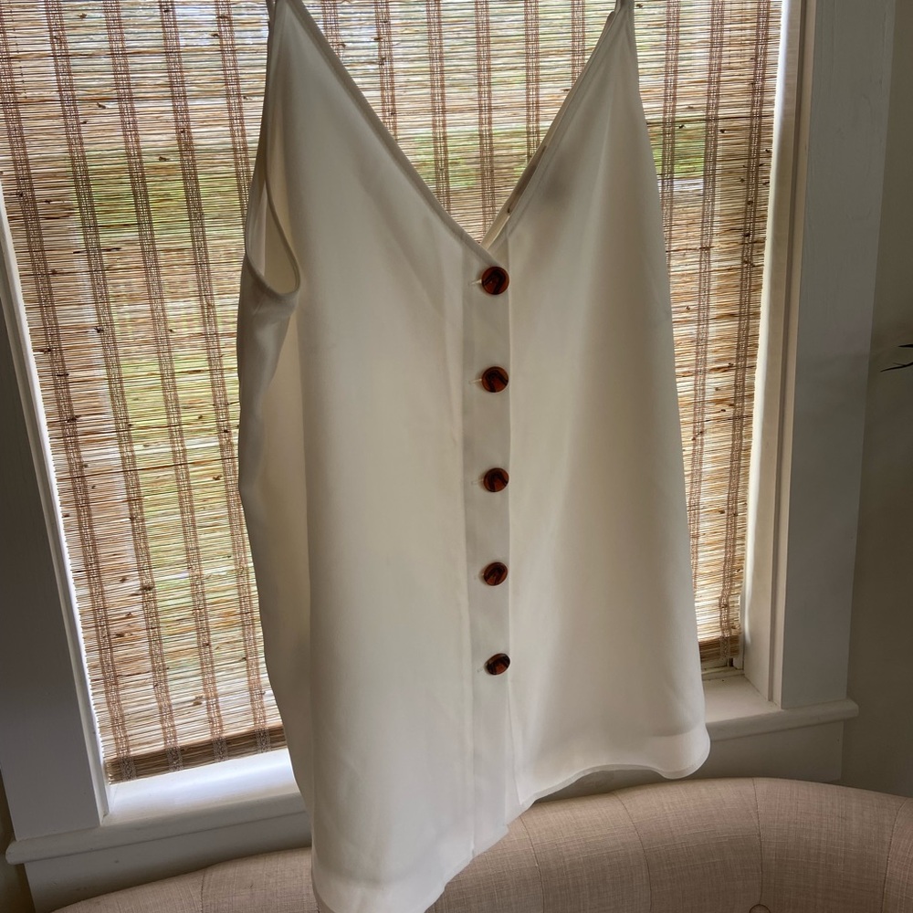 LOFT Cream Button-Down Tank Top